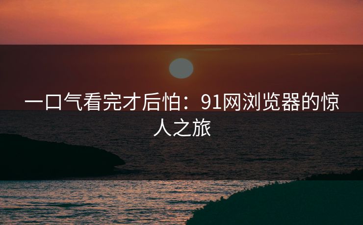 一口气看完才后怕：91网浏览器的惊人之旅